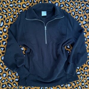 Varley Black Ribbed Quarter Zip Pullover